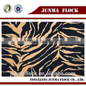 Tiger stripes pattern China Textile yellow black shining flocking Furniture Sofa Fabrics