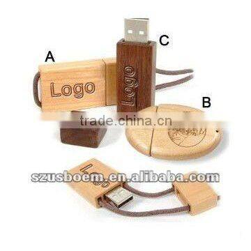 logo print promotional oem wooden usb 2.0 flash disk