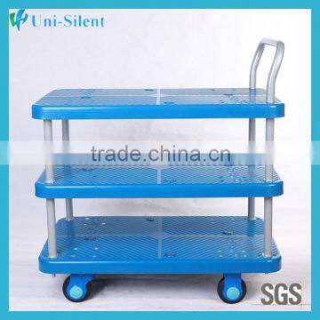 300kg four plastic wheels triple trolley with single arm