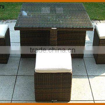 Space-Saving Square Rattan Dining Set