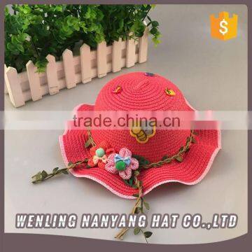 Factory Wholesale Wheat Beautiful Kids Straw Boater Hat