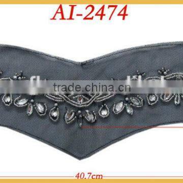 Horse eye rhinestones beaded applique AI-2474