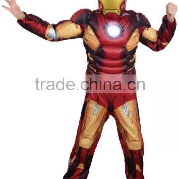 Children the avengers Iron man costume with musle .stretchy party clothes ,clothing for kid,3 sizes,4-12 ages