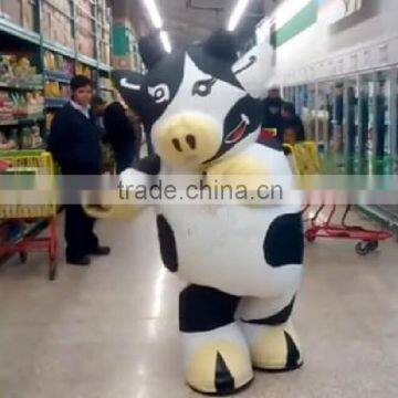 Hola white and black inflatable cow costume/dancing cow costume