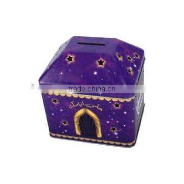 house shape size:125*75*135mm with lid saving tin box