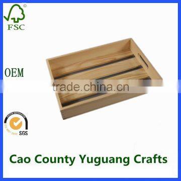 Wooden Carrying Crate Tray With Handles Unfinished Wood Serving Tray