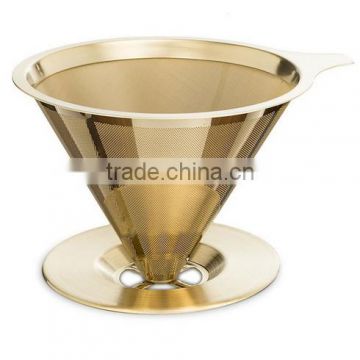 food grade stainless steel Material for coffee filter Titanium coated pour over coffee dripper