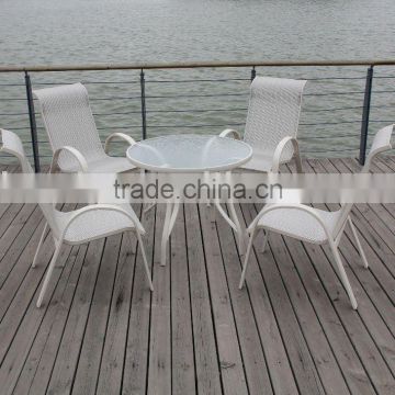 new design outdoor dining tempered glass top table and chair