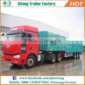 Factory direct 3 axle livestock transportation stake fence cargo truck semi trailer for sale