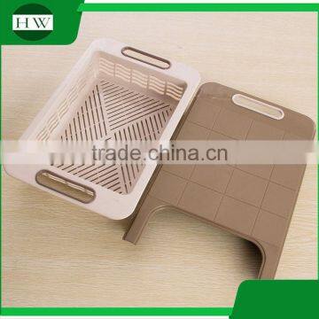 2 in 1 Square Plastic Hanging Folding Vegetable Meat Kitchen Chopping Cutting Board With Draining Rack Storage Box photo-3