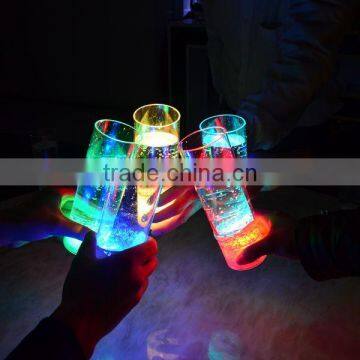 China Made led flashing colorful plastic long drinking glass