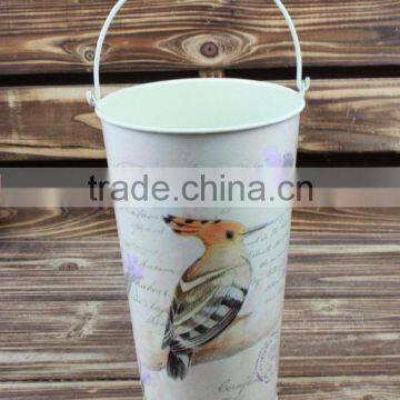 new design garden decoration paper decal antique flower buckets wholesale