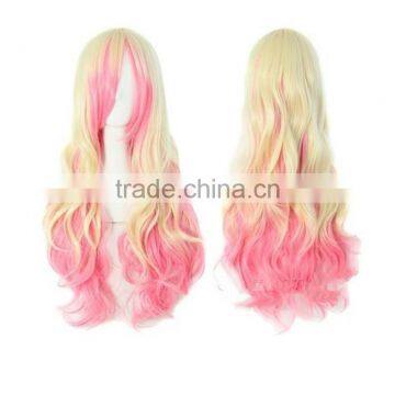 Hot Selling New Fashion Womens Anime Long Blonde Wavy Curly Wig Hair Cosplay Wig photo-4