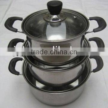 Double ear capsuled bottom stainless steel cookware cooking pot