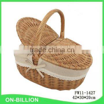 Hot Sale New Insulated Willow Picnic Basket Empty photo-5
