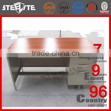 Luoyang steel office furniture computer desk, desktop computer table with a small cabinet and drawer