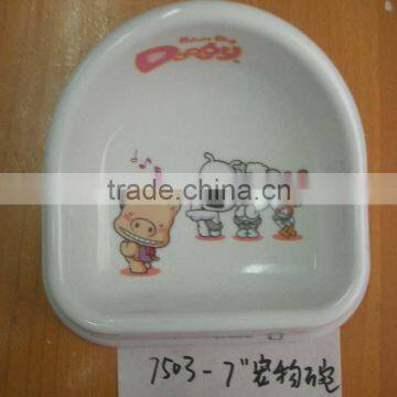 Meneed bone shaped melamine plastic personalized silicone dog food bowl