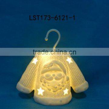 White Bisque Ceramic Christmas Tree Ornaments Wiht Led Light photo-3