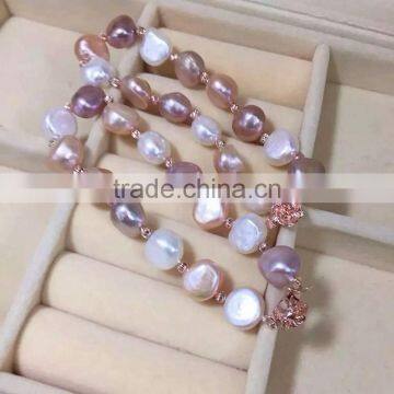 Colored 7-8 mm Baroque Freshwater Pearl Bracelet With Rose Gold photo-3