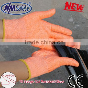 NMSAFETY New 18gauge cut working gloves orange liner cut resistant hand gloves