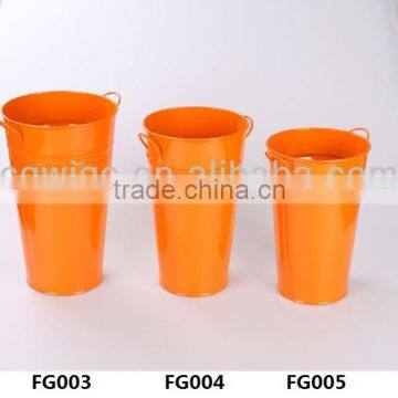 Popular modern cheap orange metal flower pots set wholesale