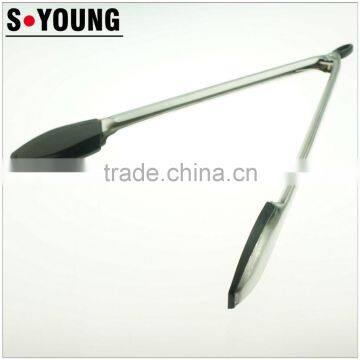 14056 Kitchen and Barbecue Grill Tongs Silicone BBQ Cooking Stainless Steel Locking Food Tong photo-3