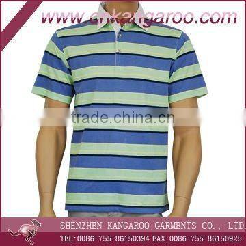 Mens 100%cotton classic striped polo shirt