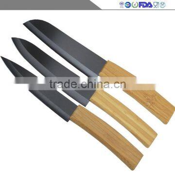 High-grade Bamboo Handle Sharp Durable Environmental Protection Kitchen Household Black Knife Sets of Ceramics photo-5