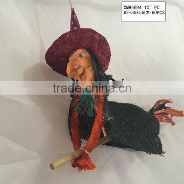 Straw and Fabric Scarecrow Witch for Halloween Decoration photo-2