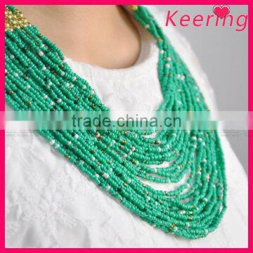 beaded women green stone necklace WNK-256