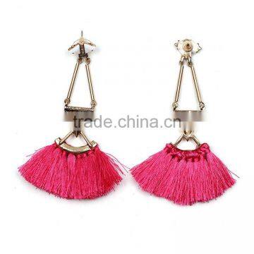 Bohemian Jewelry Vintage Alloy Long Colorful Tassel Charms Earrings for Women photo-3