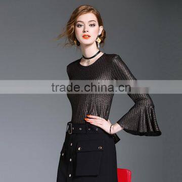 Maxnegio Women Blouse 2017 Lotus Leaf Sleeves Ladies Blouse Fashion Design photo-6