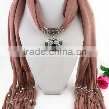 Customizable Digtial Printed Metal Tassel Charm Jewelry Scarves High End Long Wrapped Scarves Office Lady Costume Jewelry photo-6
