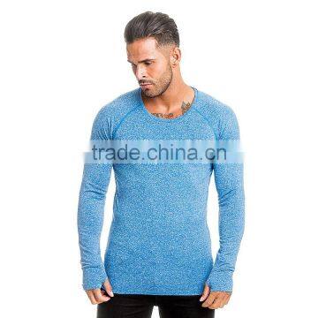 Longline Blue Tri Blend t Shirt Slub t Shirt Custom Logo Gym Fitness t Shirt photo-4