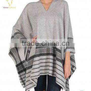 Women Stripe Cashmere Sweater Poncho Sweater photo-2