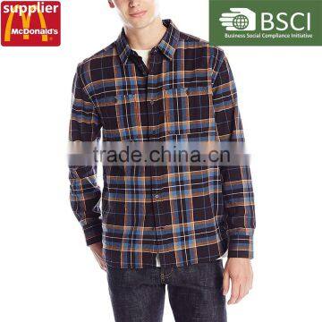 blow 3dollar oem factory yellow plain mens flannel shirt for cheap price