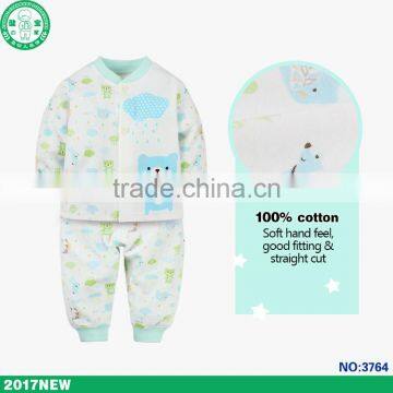 100% soft touch cotton cute printing children apparel kids wear set