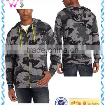 Custom Wholesale Men Camo Zipper Hoodies Full Printed Camo Hoodie