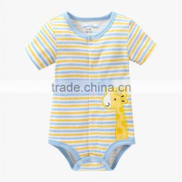 2017 summer new born baby rompers stripe animals pattern kids infants one-piece jumpsuit