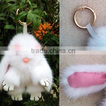 Best Selling Good Quality Rabbit Shape Mink Fur Keychain photo-6