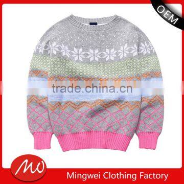 comfortable funny christmas pattern warm new design knitted kids pullover sweater for girls