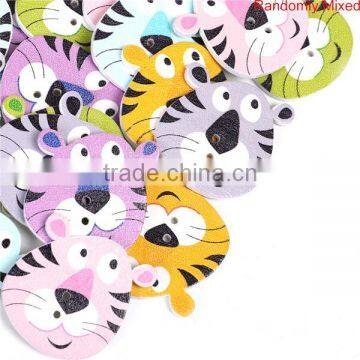 Wood Sewing Buttons Scrapbooking 2 Holes Tiger Animal At Random