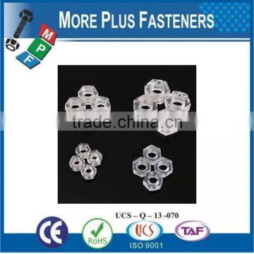 Made in Taiwan Transparent or Colored Nylon Plastic Hexagon Nuts