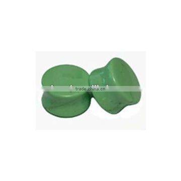 green plug with double flare Kallaite body Piercing jewelry