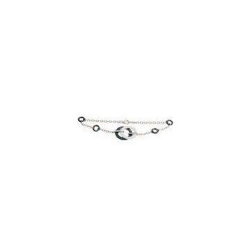 Black And White Circle Ceramic Silver Bracelet For Girl , Ultra Resistant CSB0791