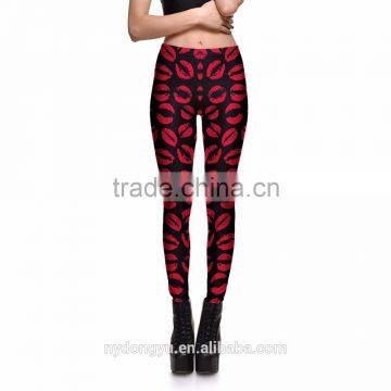 red lip yoga jogging legging /lip stick red skeleton rose plus size high waist athletic yoga pants