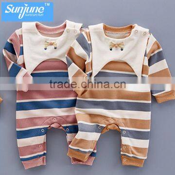 High Quality Long Sleeve Stripe Cotton Fleece Baby Romper photo-3