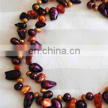 ladies colorful beaded pearl necklace--Coral shaped