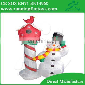 Christmas Ornament Inflatable Snowman With Roost For Outdoor Decoration