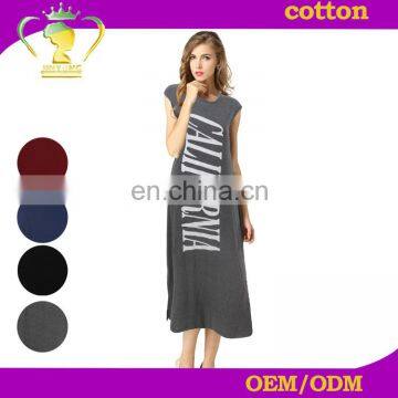 Elegant and high quality custom Cap sleeve Hem open fork maxi sexy dress